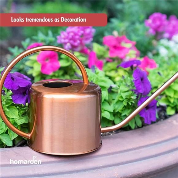 40oz. Copper-Colored Indoor Plant Watering Can -Long Spout - Rust-Resistant - Picture 6 of 7